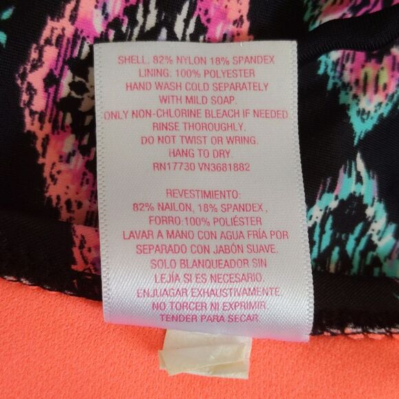 Xhilaration (Target) 2-piece bikini swimsuit, black pink blue tribal pattern M/L - Picture 8 of 9